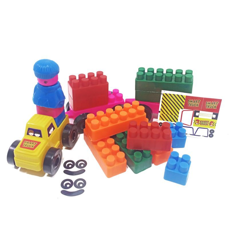 Mainan Edukasi Kreatif Block Kereta Dinosaurus Set / Mainan Balok Roda Dino 5008DN Isi 32pcs