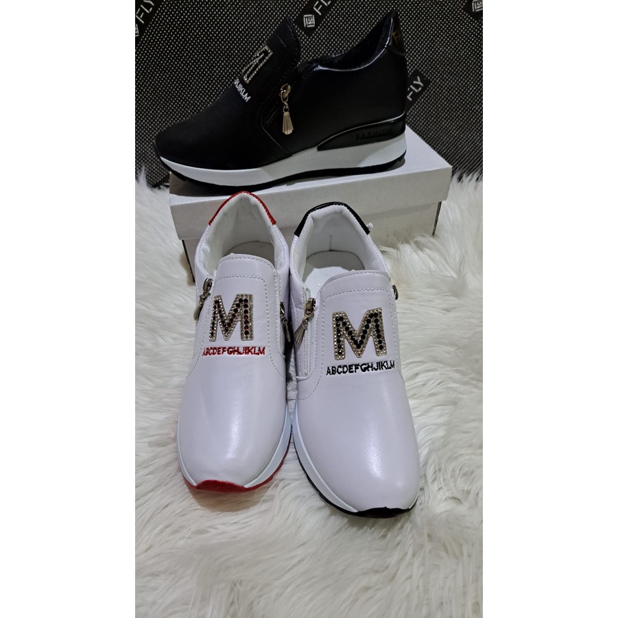 [JY] 1471 Sepatu Wanita Sneakers Logo &quot;MMM&quot;  ELEGAN CANTIK Pesta Kerja Santai Keren Trend Impor A08-8