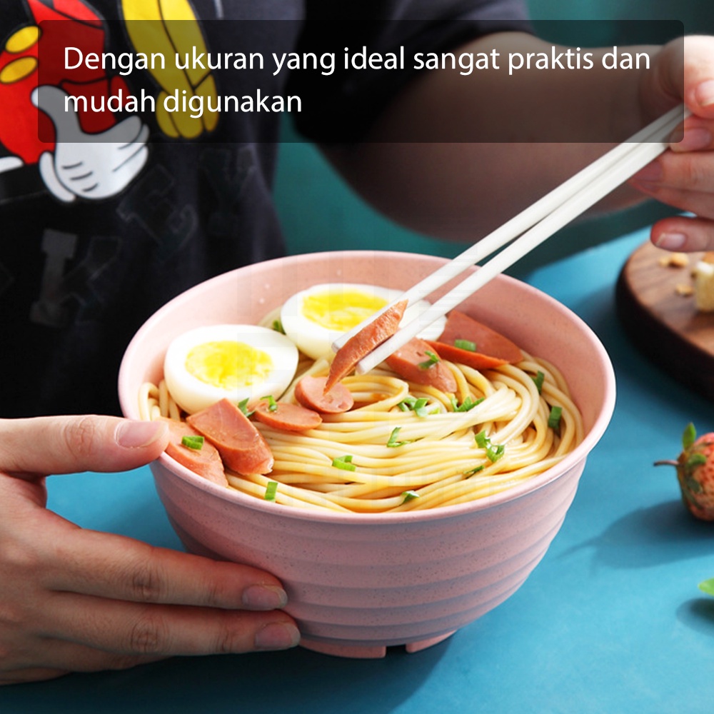 HUGO Mangkuk Sup Besar Bahan Jerami Mangkok Plastik Wheat Straw Microwaveable Tahan Panas