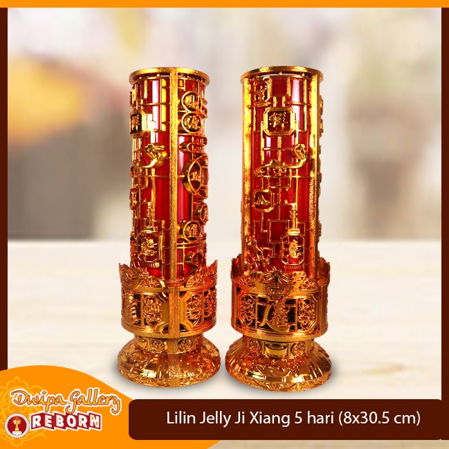 Lilin Jelly Gelas Merah Puja Sembahyang 5 hari Ji Xiang Tinggi 30,5cm