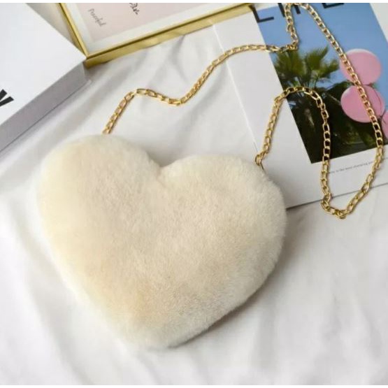 AMORE Slingbag Bulu Heart Lembut Tas Wanita Love Remaja Cute Korean Sling Bag Hati Style By Chikoisme NR