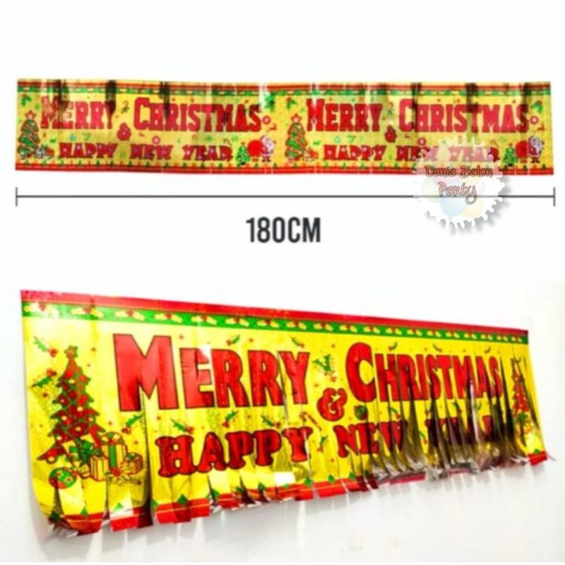 Banner Garland Merry Christmas Happy New Year Hiasan Dekorasi Natal