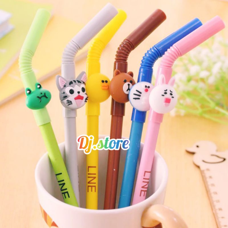 

❤️DJS❤️Pulpen Karakter Bentuk Sedotan/Pulpen Lucu/Pulpen Unik/Pen Karakter