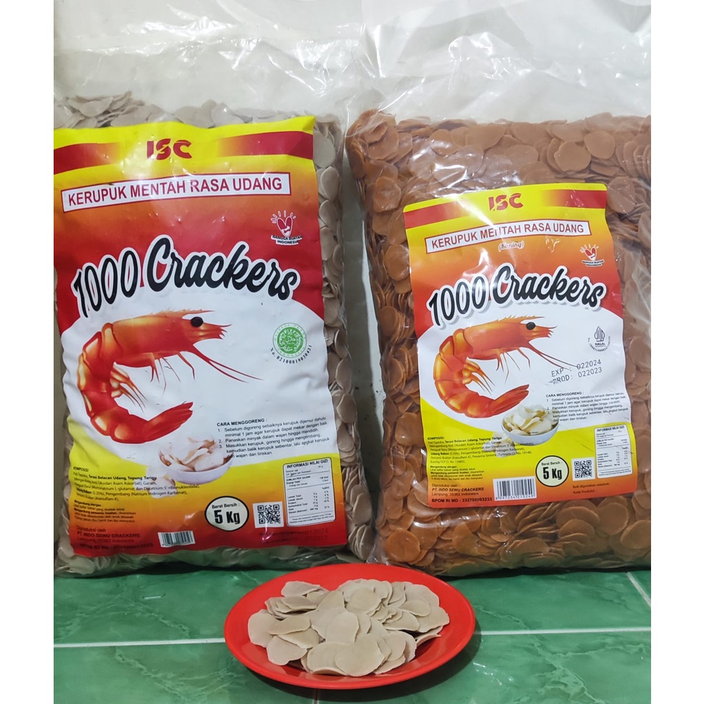 

Kerupuk Rasa Udang merk 1000 Crackers isi 5 Kilo