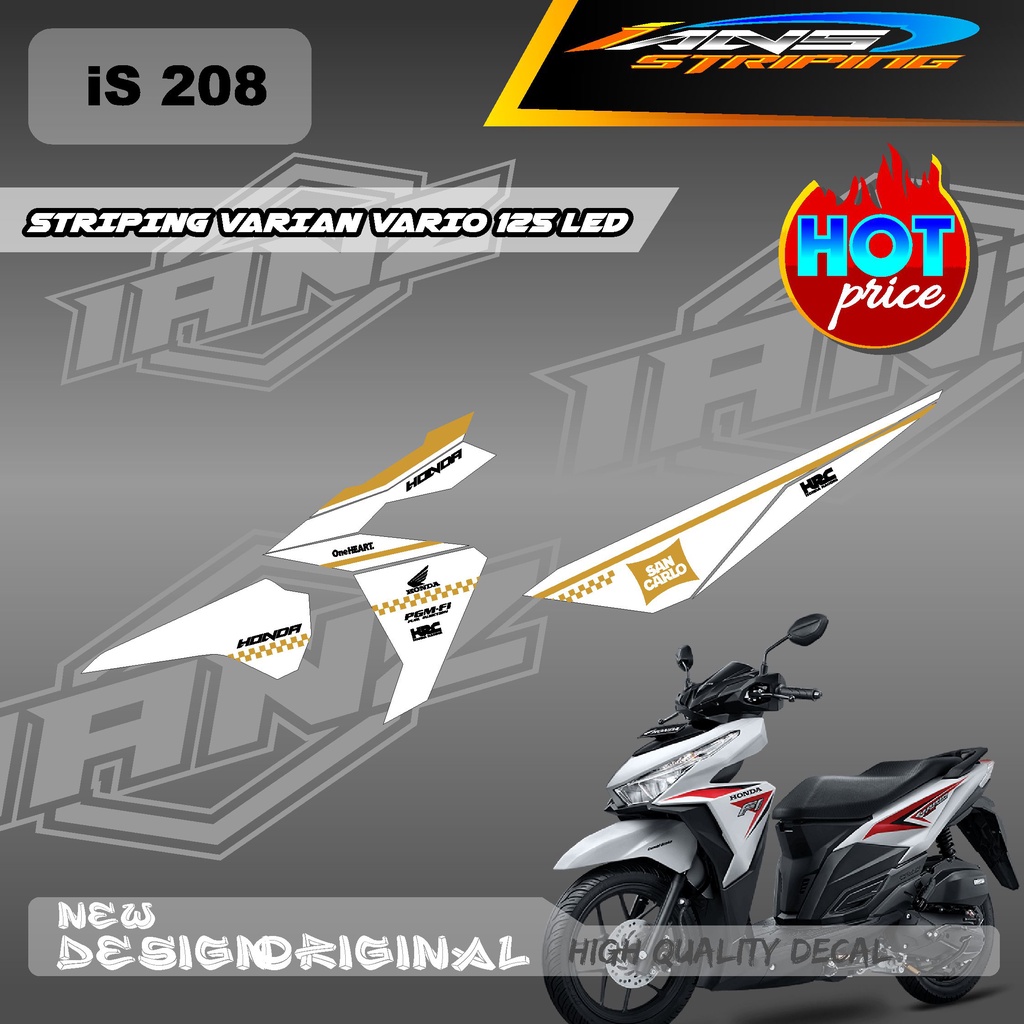 DECAL STIKER STRIPING MOTOR HONDA VARIO 125 LED VARIASI DESAIN WARNA / STIKER DECAL HONDA VARIO125 / DECAL KERETA HONDA VARIO 125 LED IS208