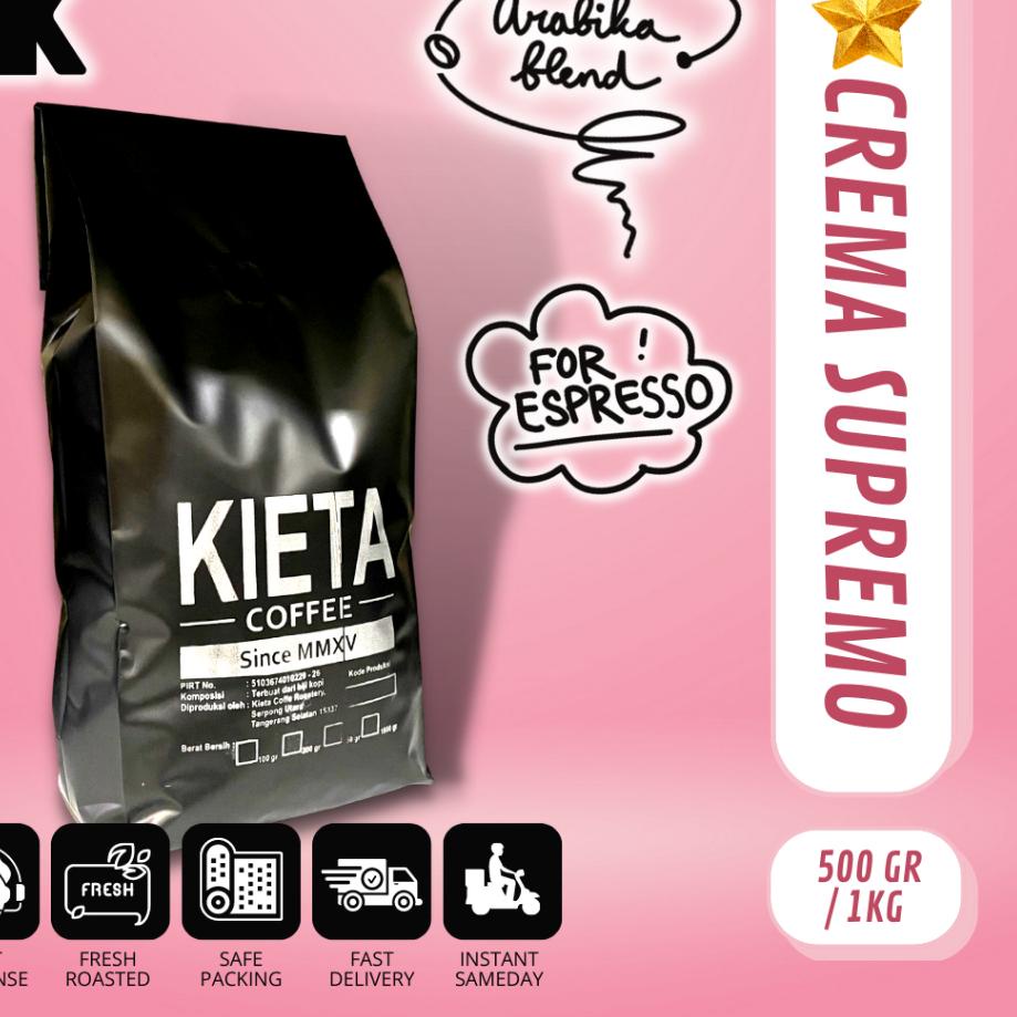 

۩ Kopi Crema Supremo Espresso Blend 1kg - 100% arabika by kieta coffee ➬