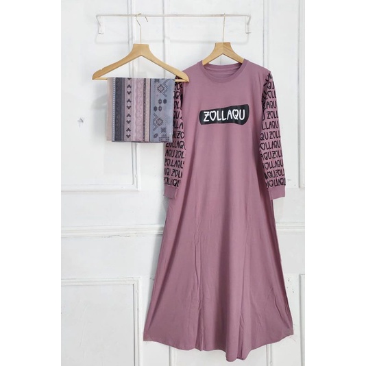 Gamis Combed Set Jilbab Segi Empat Voal // Gamis Katun Kaos Combed 20S Premium