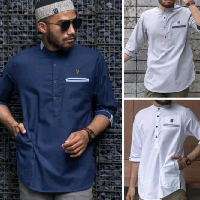 Kemeja koko pria dewasa lengan pendek UHUD katun banyak warna