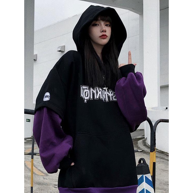 Musim Semi Bulu Tebal Huruf Hoodie Pria Gothic Hip-Hop Street Korea Longgar Fashion Kasual Sweater 9