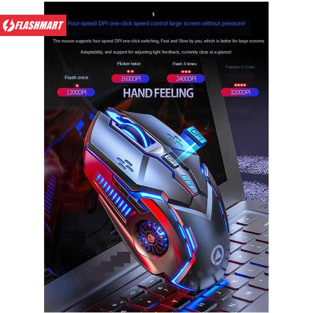 Flashmart Mouse Gaming LED RGB 3200 DPI Silent Version - G5