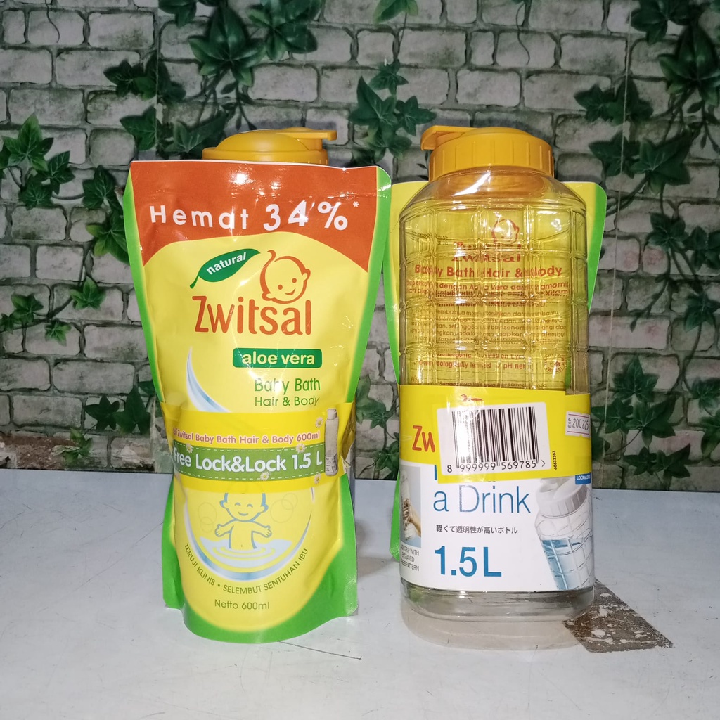 Paket Zwitsal Baby Bath 600ml + Botol Lock & Lock 1.5 L