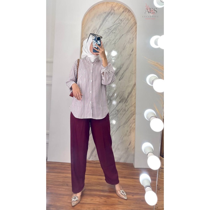 ONE SET CANDY SALUR WANITA ATASAN KEMEJA KERAH SYANGHAI FULL KANCING