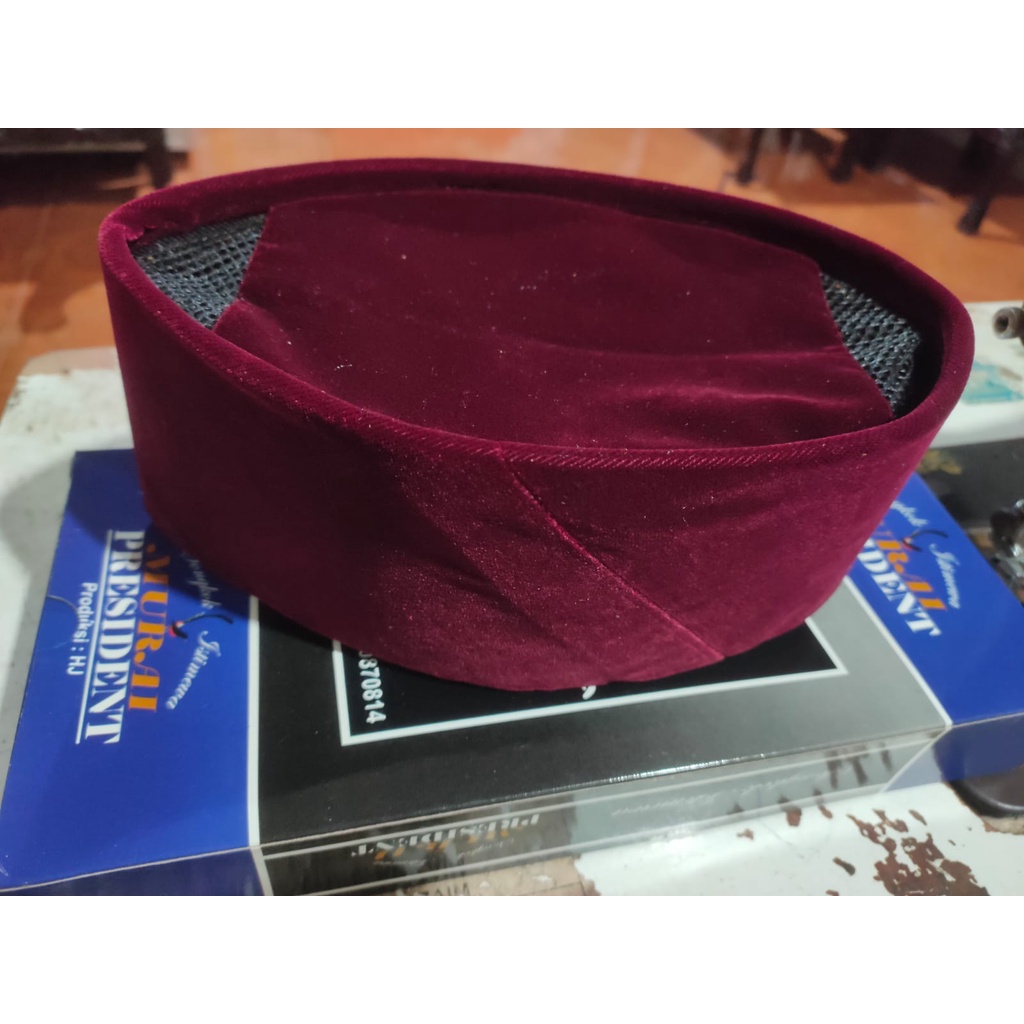 Peci/ Songkok Kopiah  Merah Marun AC Tinggi 9cm