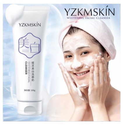 YZKMSKIN Whitening Facial Cleanser / Sabun Cuci Muka Pembersih Wajah &amp; Pemutih Penghilang Jerawat dan komedo 100gr perbaikan Pori besar