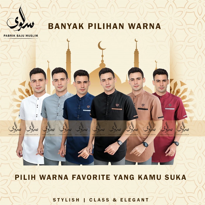 Baju koko pria baju muslim pria kurta cowok lengan pendek terbaru 2023