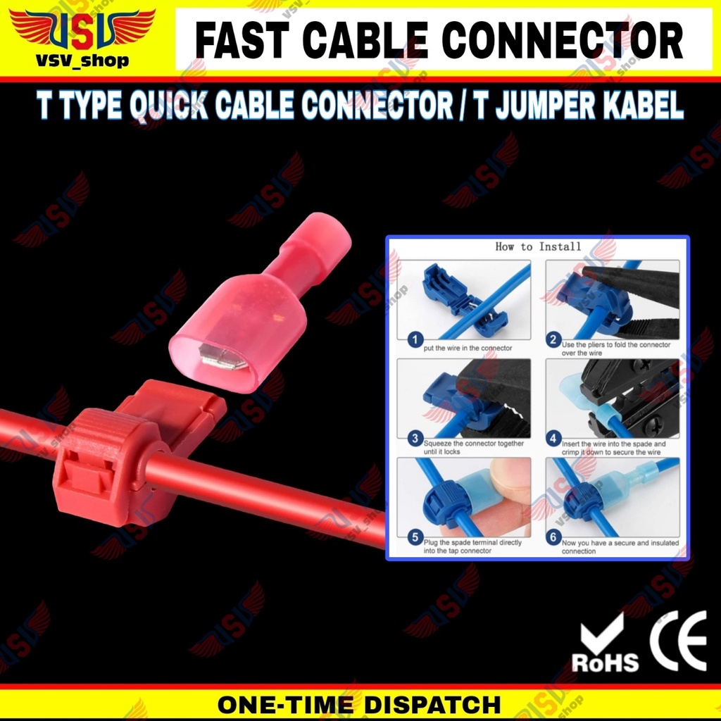 Konektor kabel listrik T Jumper Scotch Lock Quick Cable Connector Sambungan Kabel MERAH