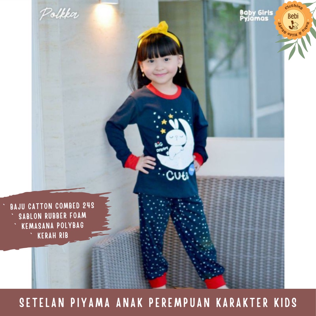 SETELAN PIYAMA ANAK PEREMPUAN KARAKTER KIDS SZ 2-4T