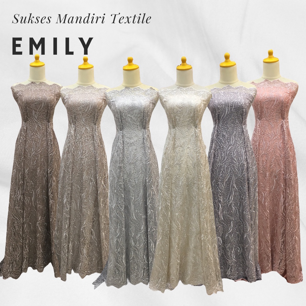 [EMILY] Kain Tulle Tile Brokat Mewah Dusty pink choco silver bw broken white | Harga ½ meter = 50 cm