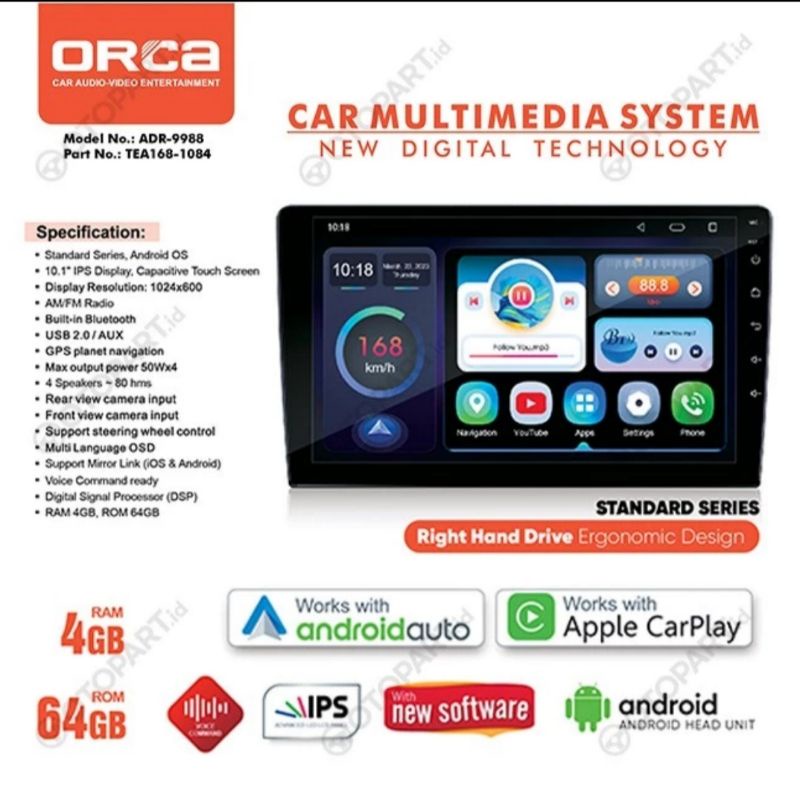 Head Unit Android CRV 2012 CRV 2013 CRV 2014 CRV 2015 ANDROID 10 inch ORCA RAM 4/64GB TERBARU