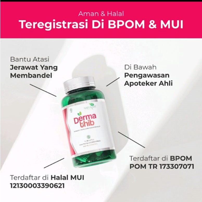 Dermathib 60 kapsul -  Derma thib Obat Herbal KULIT Kapsul Untuk Kecantikan Membantu mengatasi jerawat dan Mencerahkan kulit dari dalam