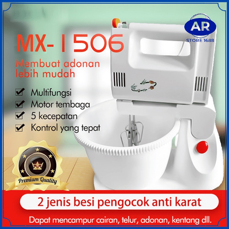 AR MIXER OMICKO / OMEGA MX1506 STANDING 5 KECEPATAN / MIXER COLOKAN LISTRIK ALAT PENGADUK KUE SET MANGKOK