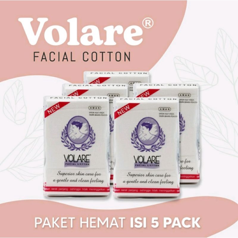 (PAKET HEMAT ISI 5 PACK) Kapas Toner isi 250 Lembar Kapas Tipis Toner Volare Facial Cotton 250'S