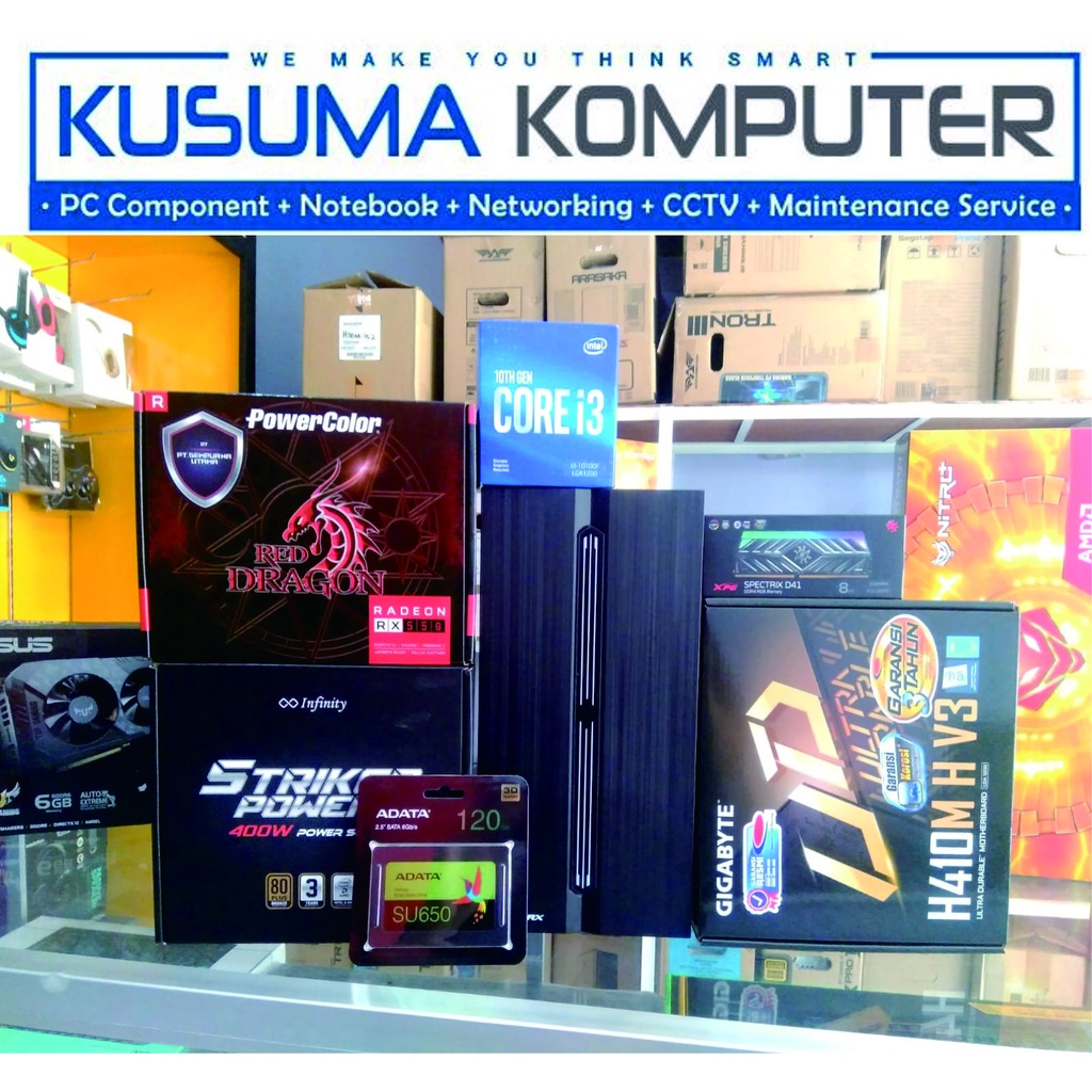 Komputer PC Gaming Intel Core I3 10105F + RADEON RX 550 4GB GDDR5 + 8GB RAM