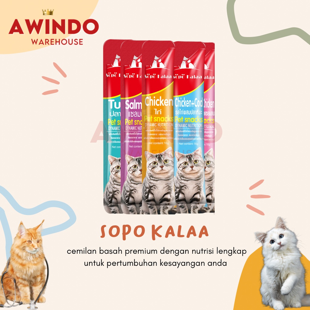 SOPO KALAA CREAMY CAT - Makanan Snack Cemilan Kucing Adult Kitten Sopo Calla Stick 16gr