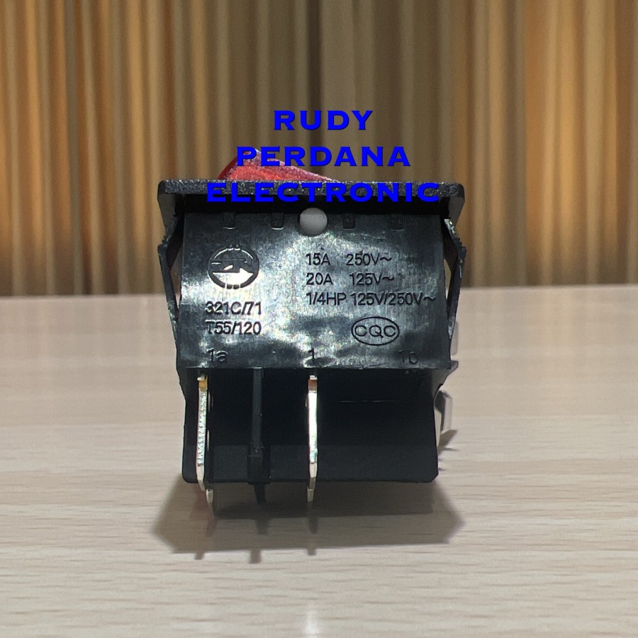 SWITCH ROCKER SAKLAR ON OFF 4 PIN KOTAK ZN 15A 250V 20A 125V LED MERAH KUNING HIJAU - 31MM x 25MM 31x25 MM