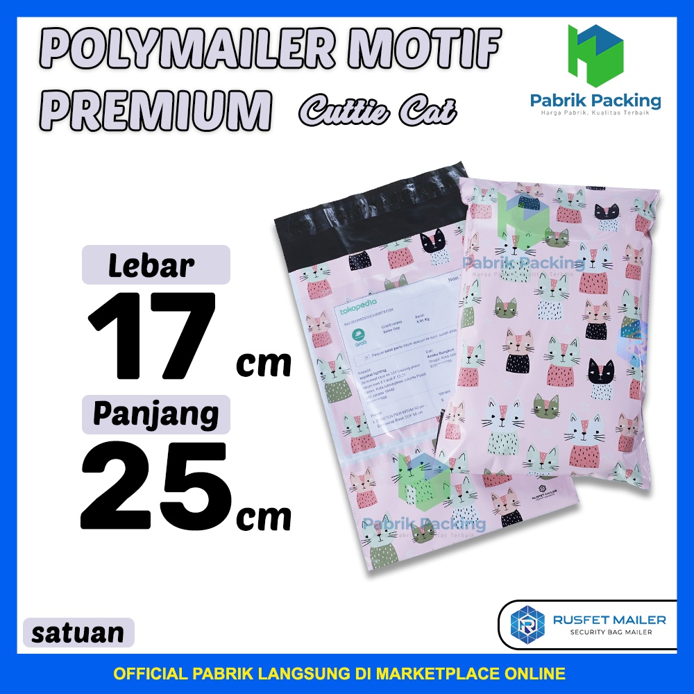

POLYMAILER CANDY CUTTIE CAT / AMPLOP PACKING MURAH SIZE 17x25CM SATUAN