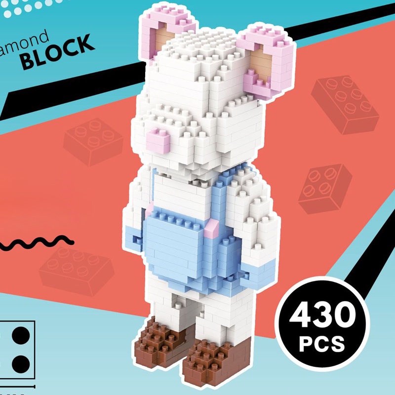 Hadiah Mainan Blok Bangunan Bear rabbit series