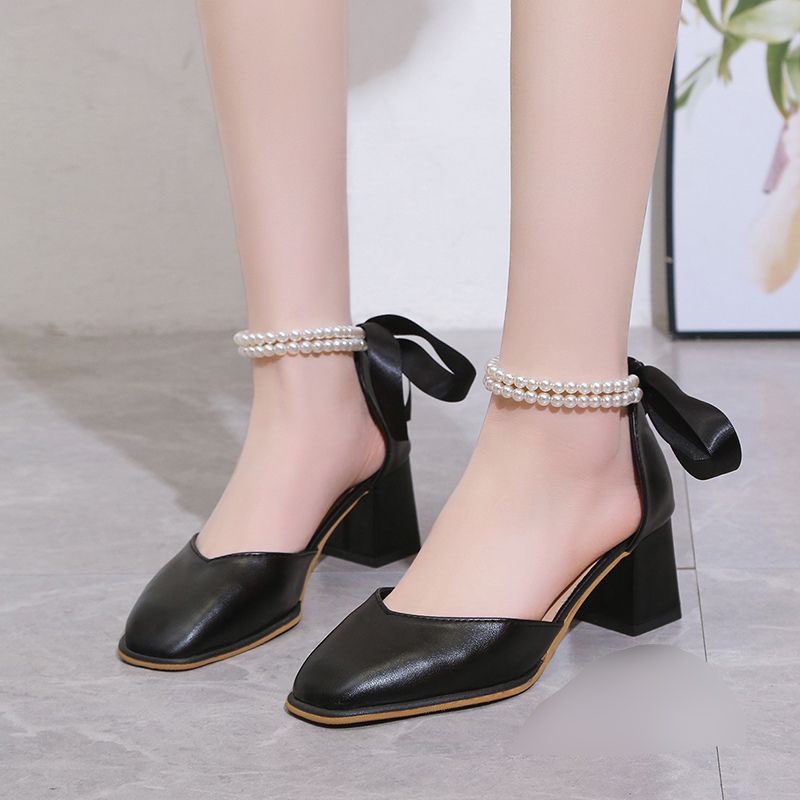 RYX - Revell Pearls Sepatu High Heels Tahu Slip On Wanita Fashion Pesta - Ori Import