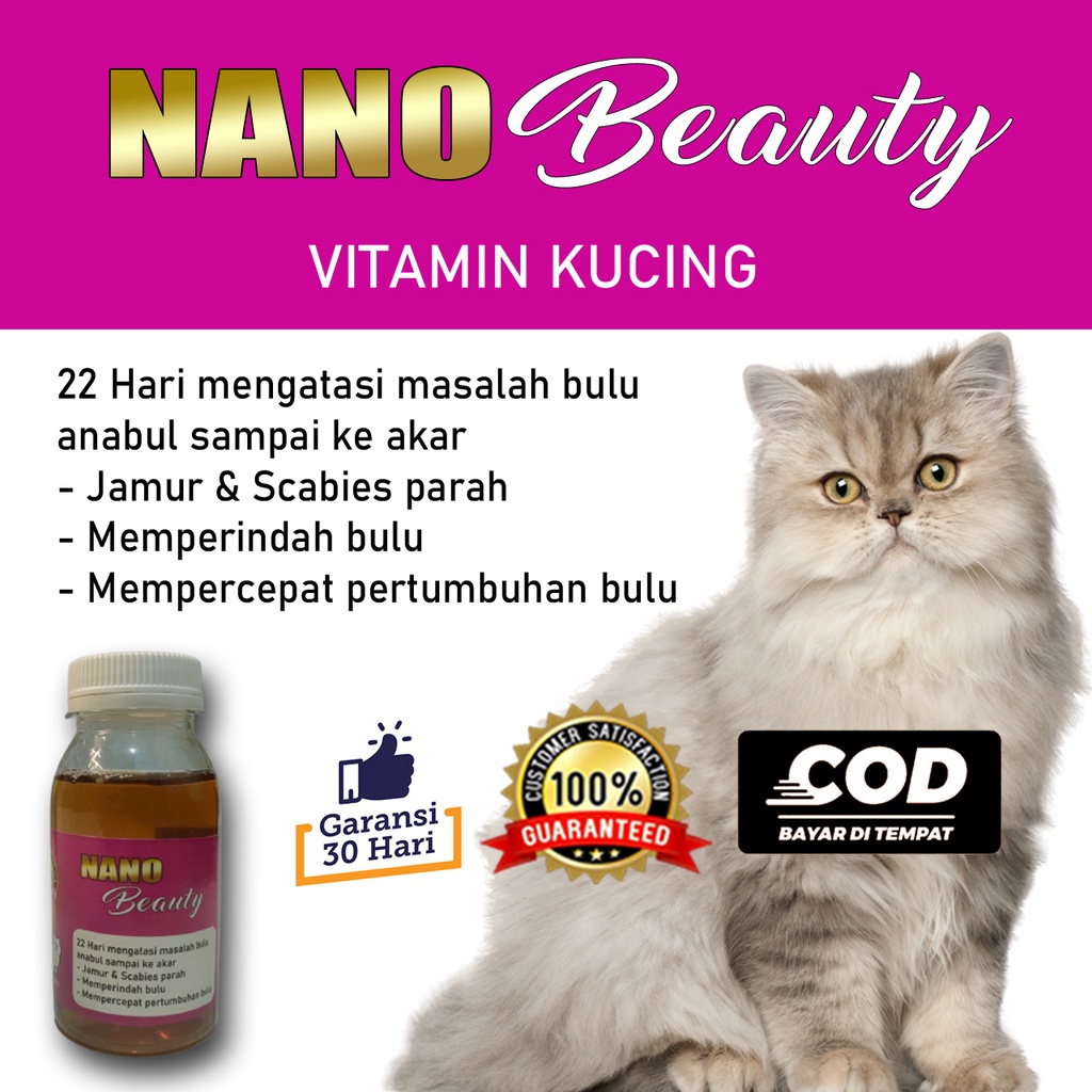 NANO BEAUTY Vitamin Bulu Kucing untuk jamur scabies dan bulu rontok 22 hari DIJAMIN