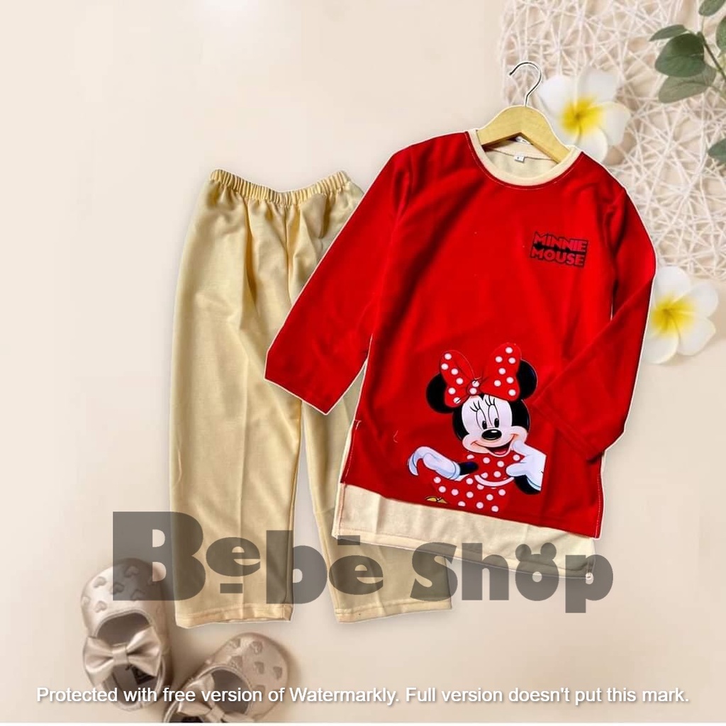 Baju anak perempuan motif mikymaousee banyak pilihan warna usia  2 sampai 12 tahun