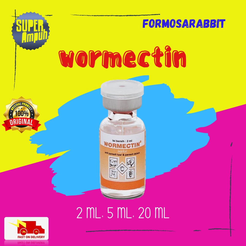 Wormectin Obat Kutu Kucing Anjing Kelinci OBAT JAMUR KELINCI OBAT SUNTIK JAMUR Kulit Kucing Kelinci 