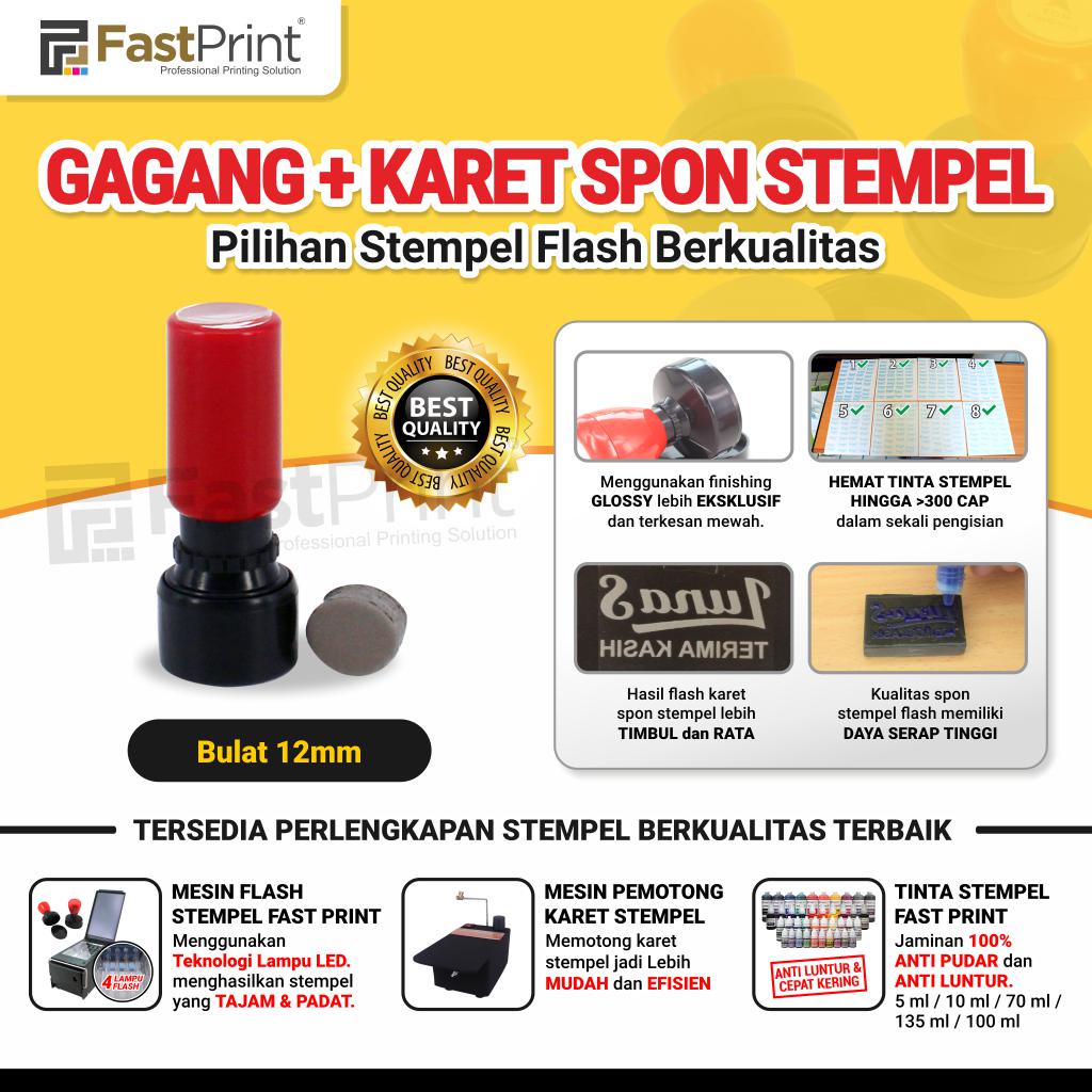 Gagang Plus Karet Spon Potongan Stempel Flash Bulat Ukuran 12 MM