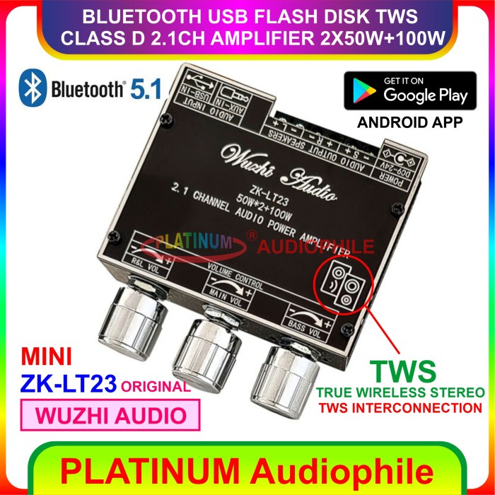 Bluetooth 5.1 Amplifier Class D 2.1 Ch Class D Amplifier Zk-Lt23