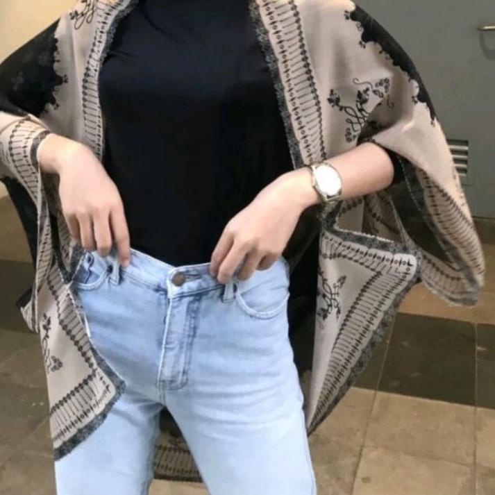 12.12 Flash Sale COD Outer Mono Hitam Series / Outer Scarf Premium / Outer Wear / Outer Wanita / Out