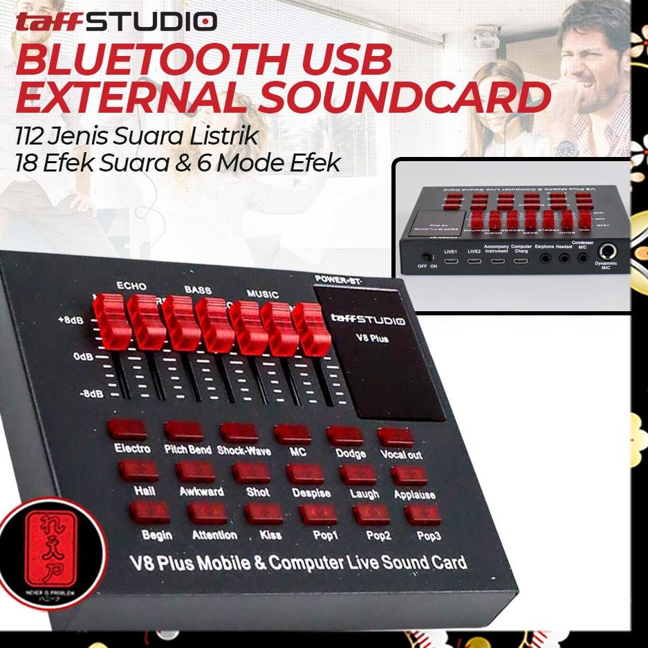 ☀ Soundcard V8 Plus Bluetooth Live Mixer Broadcast Audio USB External / soundcard v8 TaffSTUDIO orig