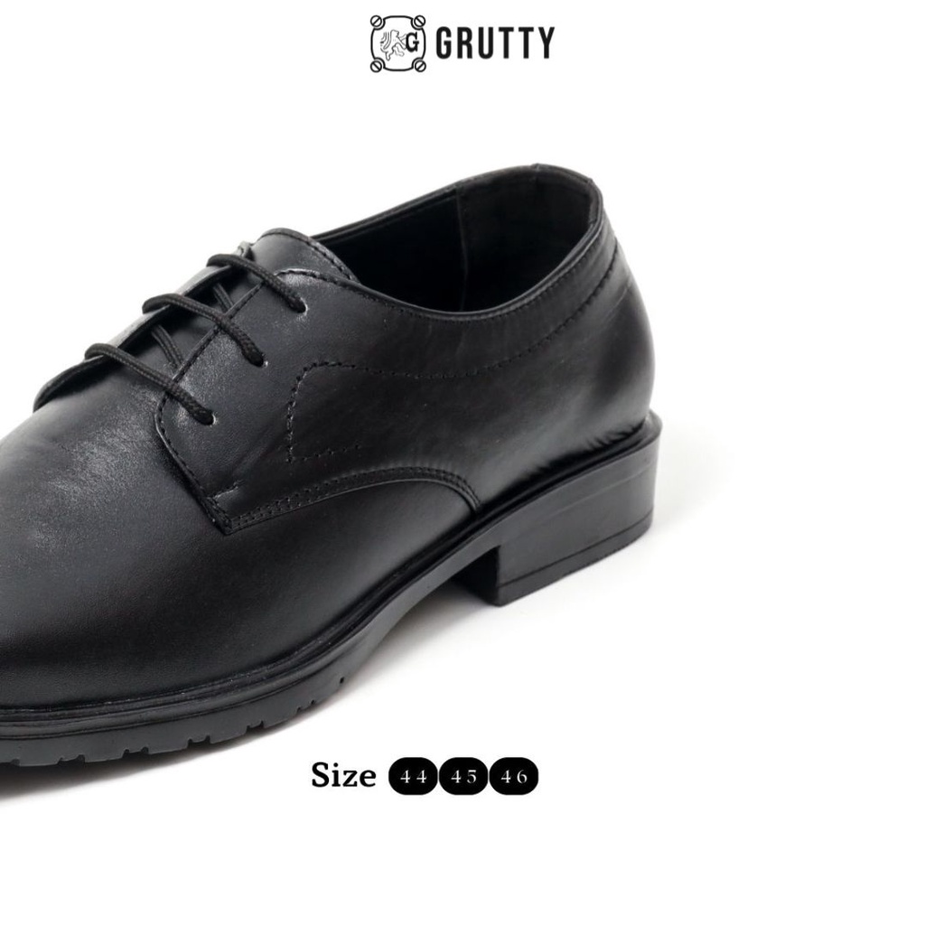 Sepatu Pria Formal Pantofel Formal PDH Kerja model tali Khusus Ukuran Besar Big Size  Grutty DC016 Hitam