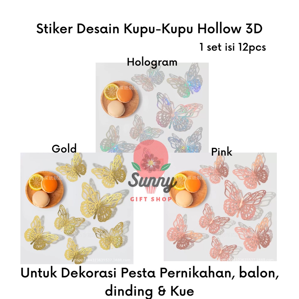 

Stiker Kupu kupu / Kupu metalik / Kupu hologram / Kupu 3d / Stiker dinding / Stiker balon