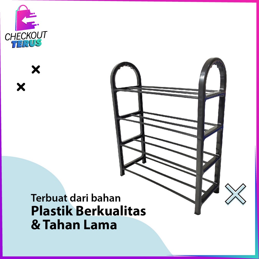 CT C807 Rak Sepatu Sandal 4 Tingkat Penyimpanan Multifungsi Shoe Rack Rak Susun Portable Plastik Tempat Sepatu Home Organizer