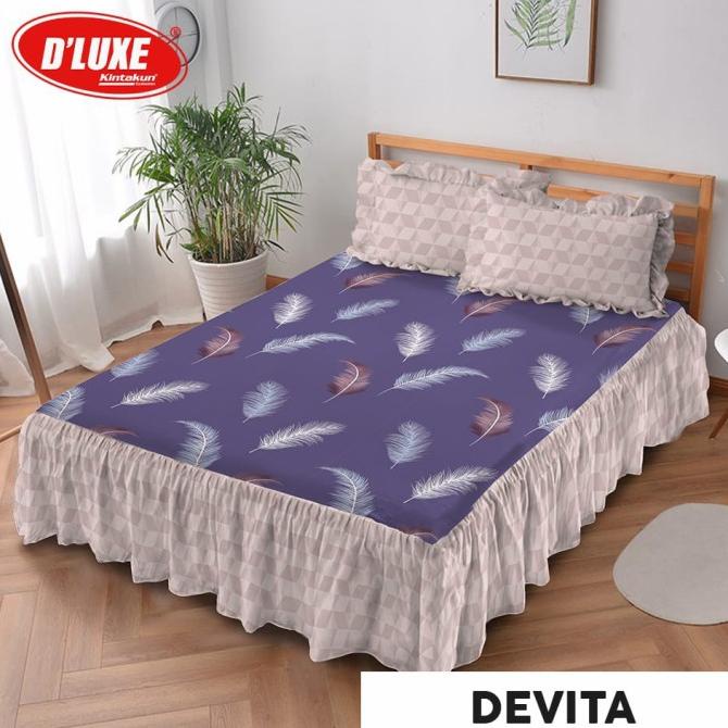 MURAH Sprei Rumbai KINTAKUN 160 180 Queen King Motif Daun Leaf Ungu DEVITA