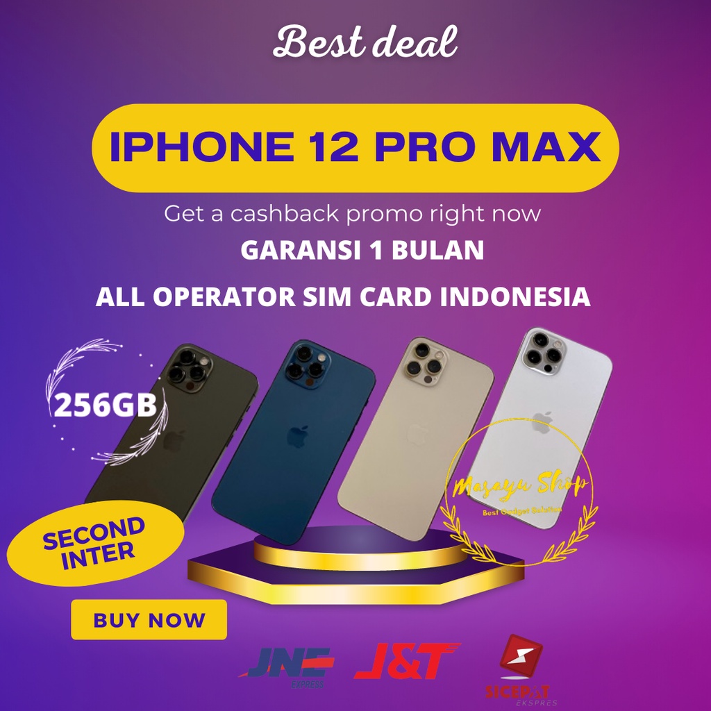 IPhone 12 Pro Max 256Gb Ex inter Second Bekas Original Fullset