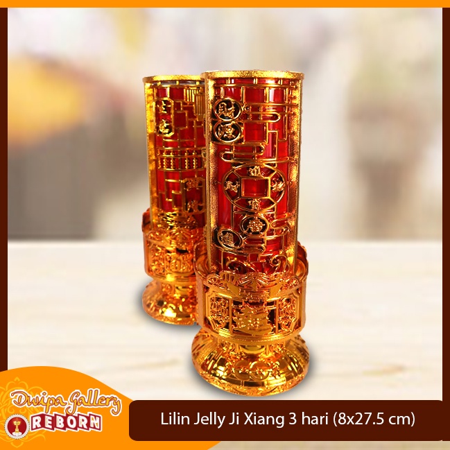 Lilin Jelly Gelas Merah Puja Sembahyang 3 hari Ji Xiang Tinggi 27,5cm