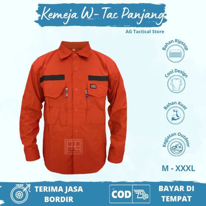 Kemeja Tactical W-TAC Tangan Panjang / Baju Kemeja Tactical Lapangan PDL / Hem Atasan Kemeja