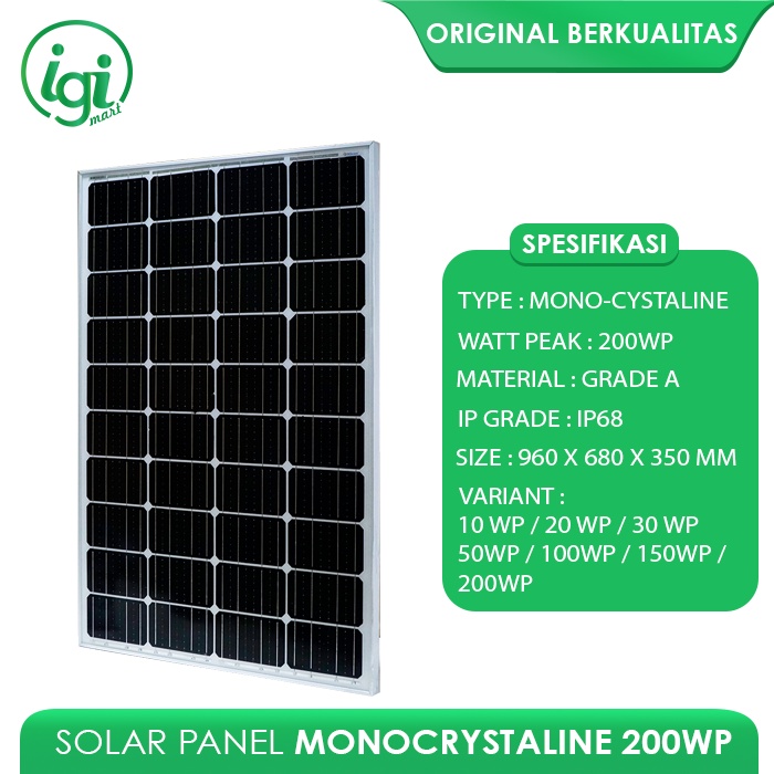 SOLAR PANEL 200w / SOLAR CELL 200watt / PANEL SURYA 200WP MONO INSCOM