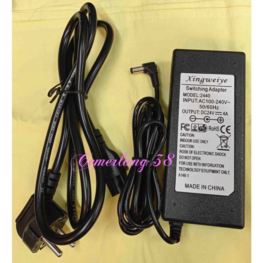 Switching Adaptor 24V 4A + Kabel Adapter Power Supply PSU DC 24 V 4 A - 115 cm