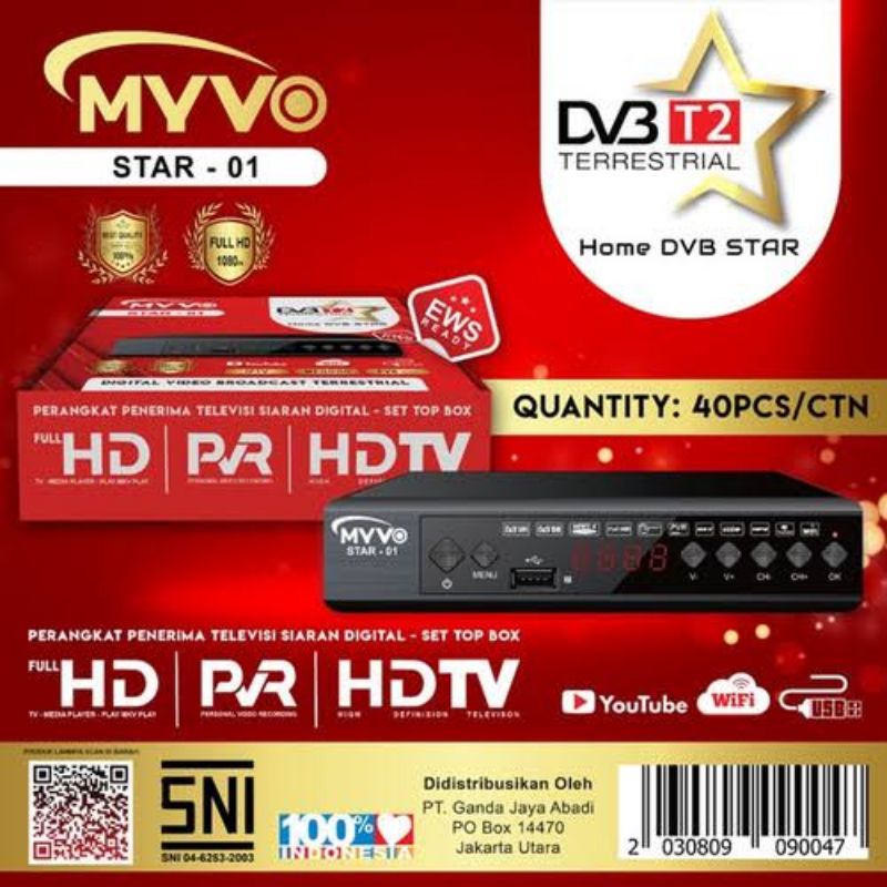 Myvo Set Top Box TV Digital / STB Digital Receiver DVB-T2