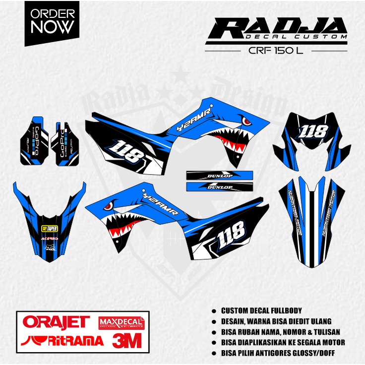 DECAL CRF 150 L FULLBODY (005) DEKAL STIKER 2017 2018 2019 2020 2021 2022 2023 2024 2025 HITAM MERAH